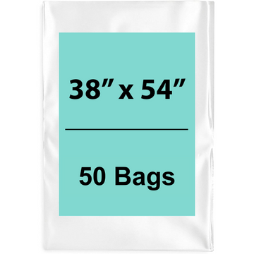 38X54 inches Clear Flat Poly Bags 1.5Mil Open Top (LDPE)